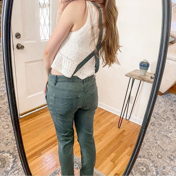 Free People Denim Overalls Blue Green 27 - Picture 3 of 10